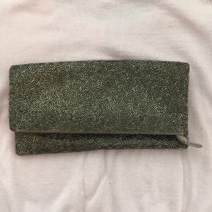 NWOT Banana Republic bronze bead fold over clutch